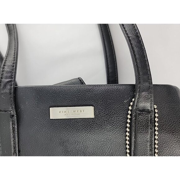 Nine West Black Faux Leather Purse  Pre-owned Classic Professional Y2K EUC 10"x8 - Picture 8 of 11